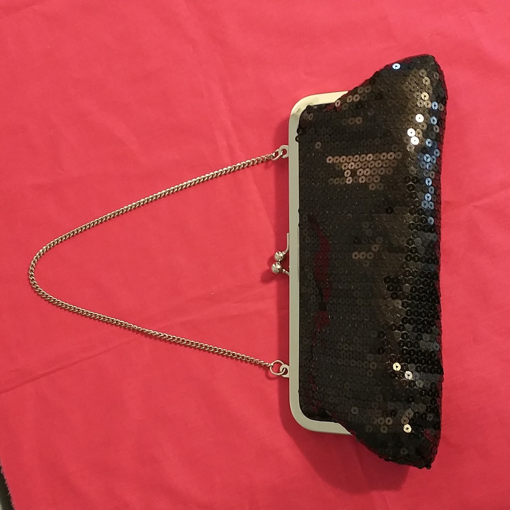 Ann Taylor Loft Black Sequin Evening Clutch